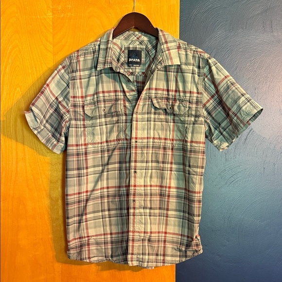Prana Casual Plaid Shirt - Blue and Red - Picture 1 of 4